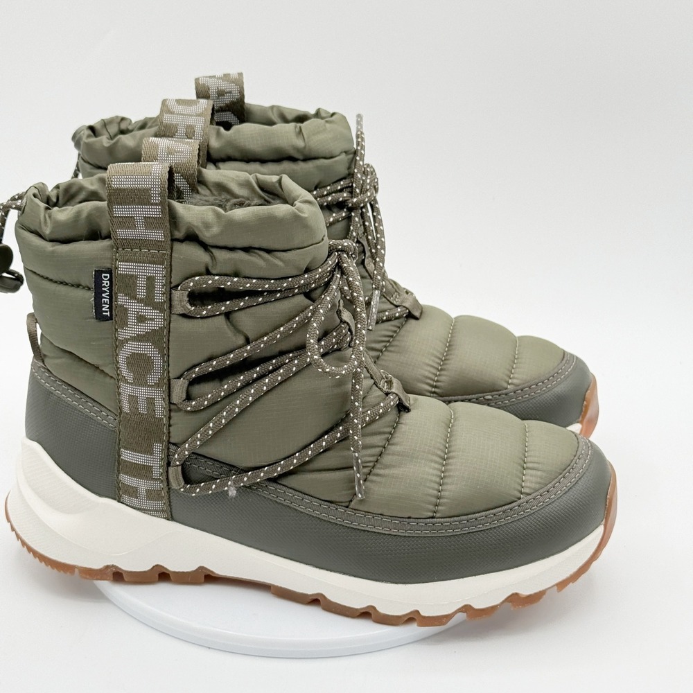 The North Face Thermoball Lace Up‎ Boot Size 8 Womens Taupe Green / White NEW